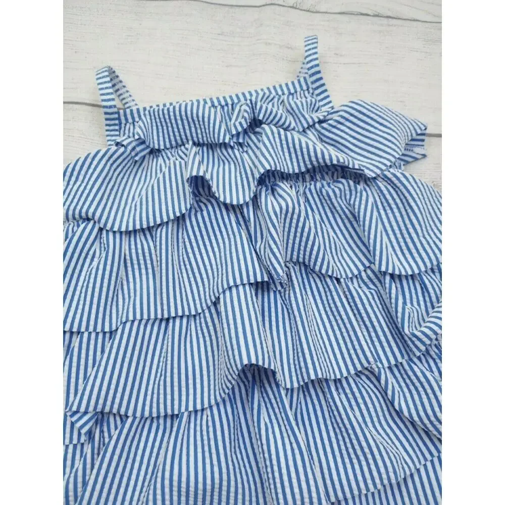 3/4 Baby Boden Striped Seersucker Swim Suit